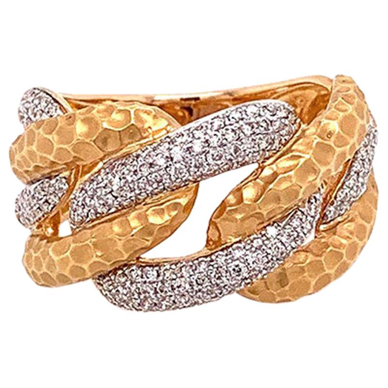 Modern Diamond Gold Link Ring-Band For Sale