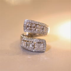 Modern Diamond Gold Slide Bypass Cocktail Ring