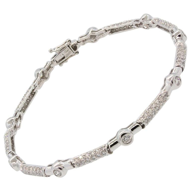 Modern Diamond Gold Tennis Bracelet For Sale at 1stDibs