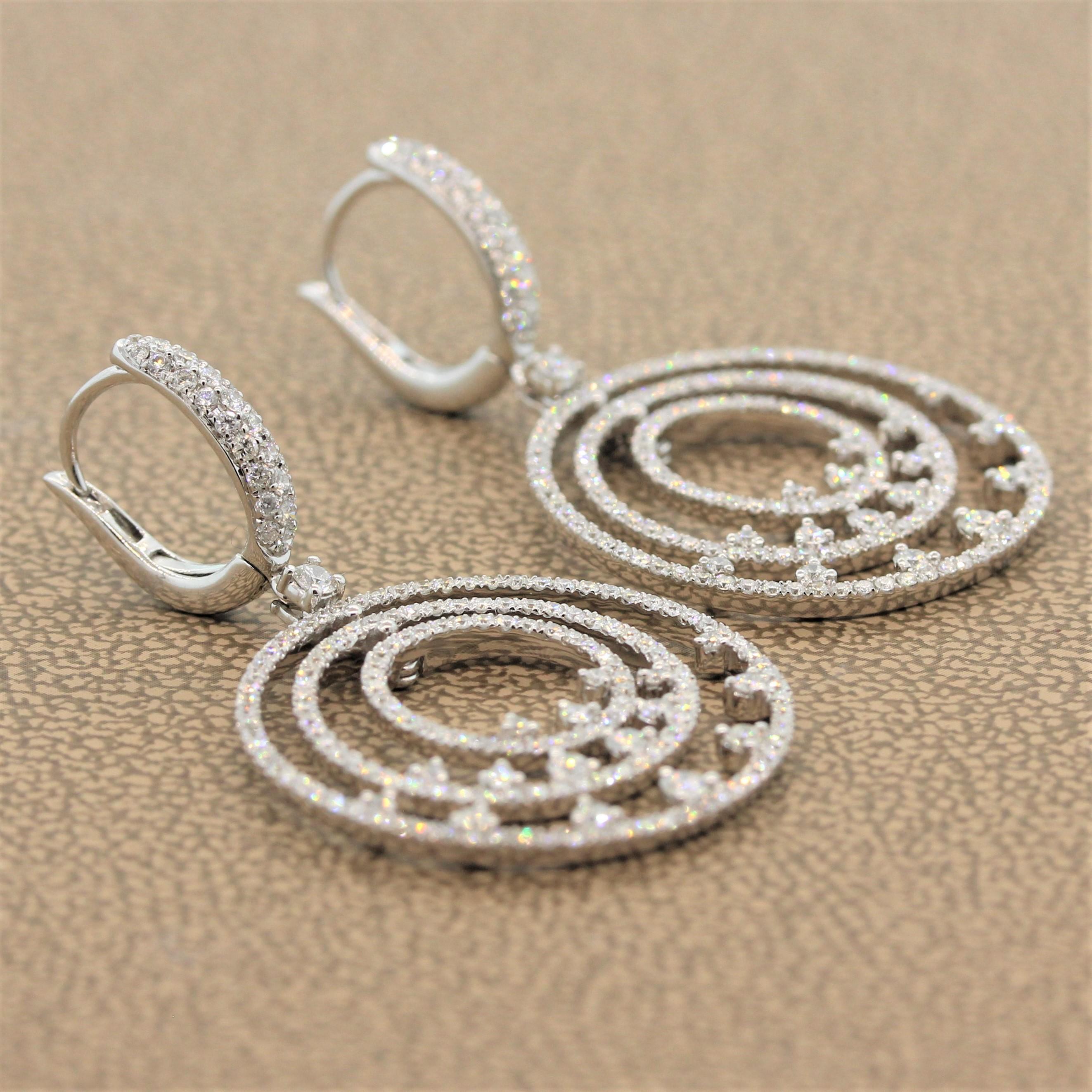 triple hoop dangle earrings