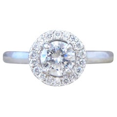 Modern Diamond Halo Cluster Wedfit Engagement Ring in Platinum