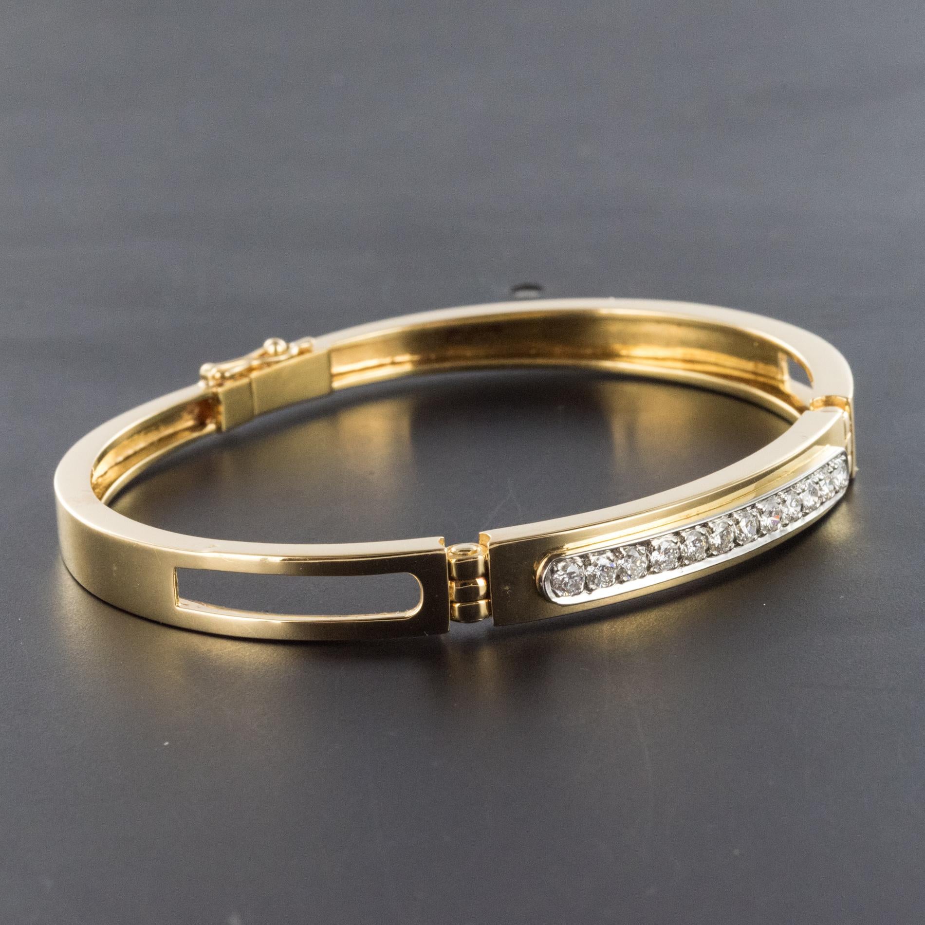 Modern Diamond Line Articulated Bangle Bracelet at 1stDibs