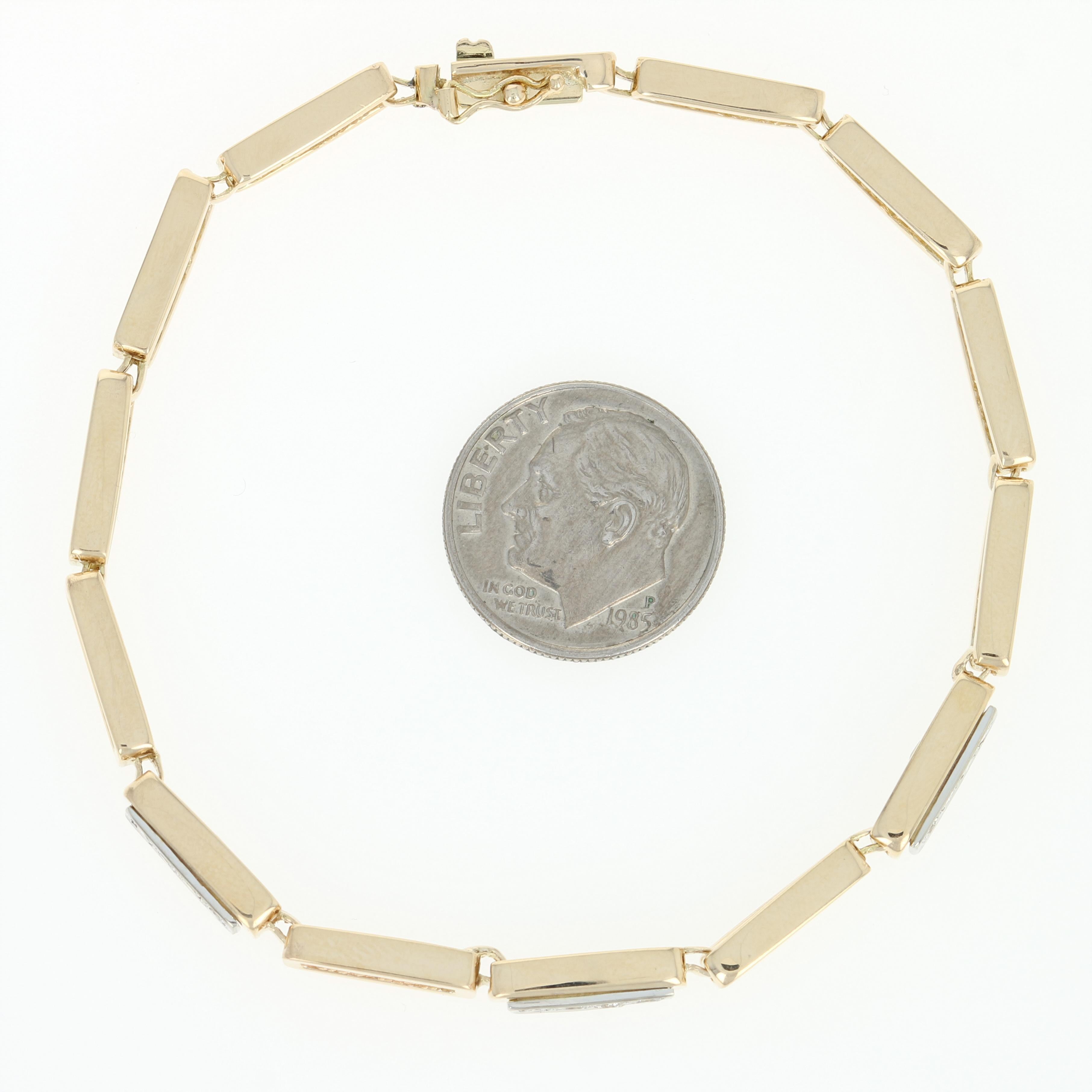 Modern Diamond Link Bracelet, 14 Karat Yellow Gold Round Brilliant .36 Carat 3