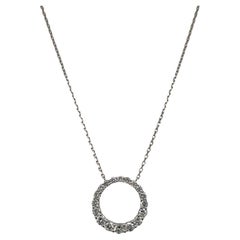 tiffany open circle pendant Modern Diamond Open Circle Pendant Necklace 18 Karat White Gold New