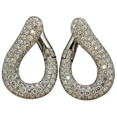 Modern Diamond Pave Gold Earrings