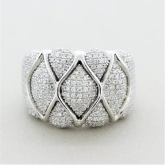 Modern Diamond Pave Gold Ring