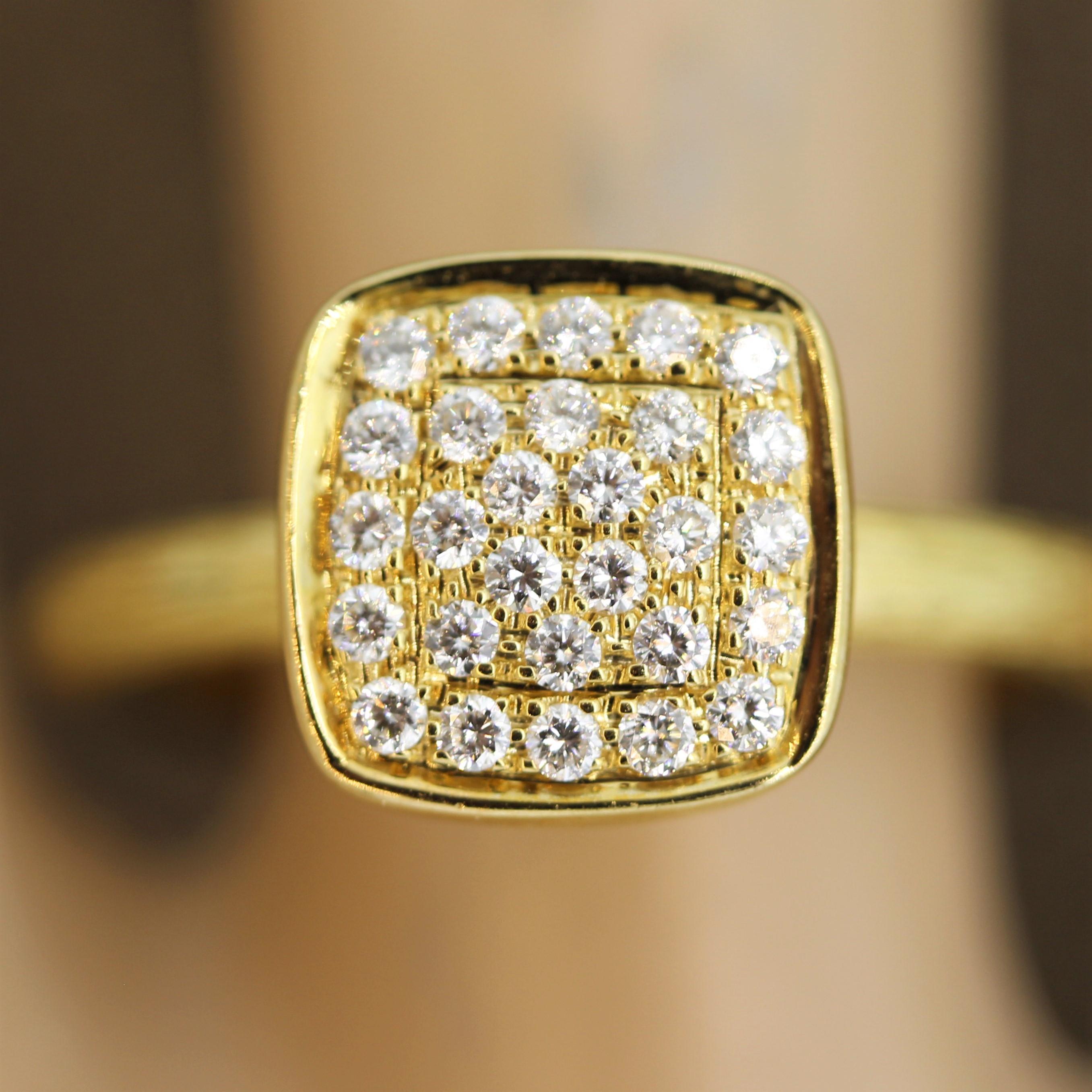 Modern Diamond Pave Gold Ring 3