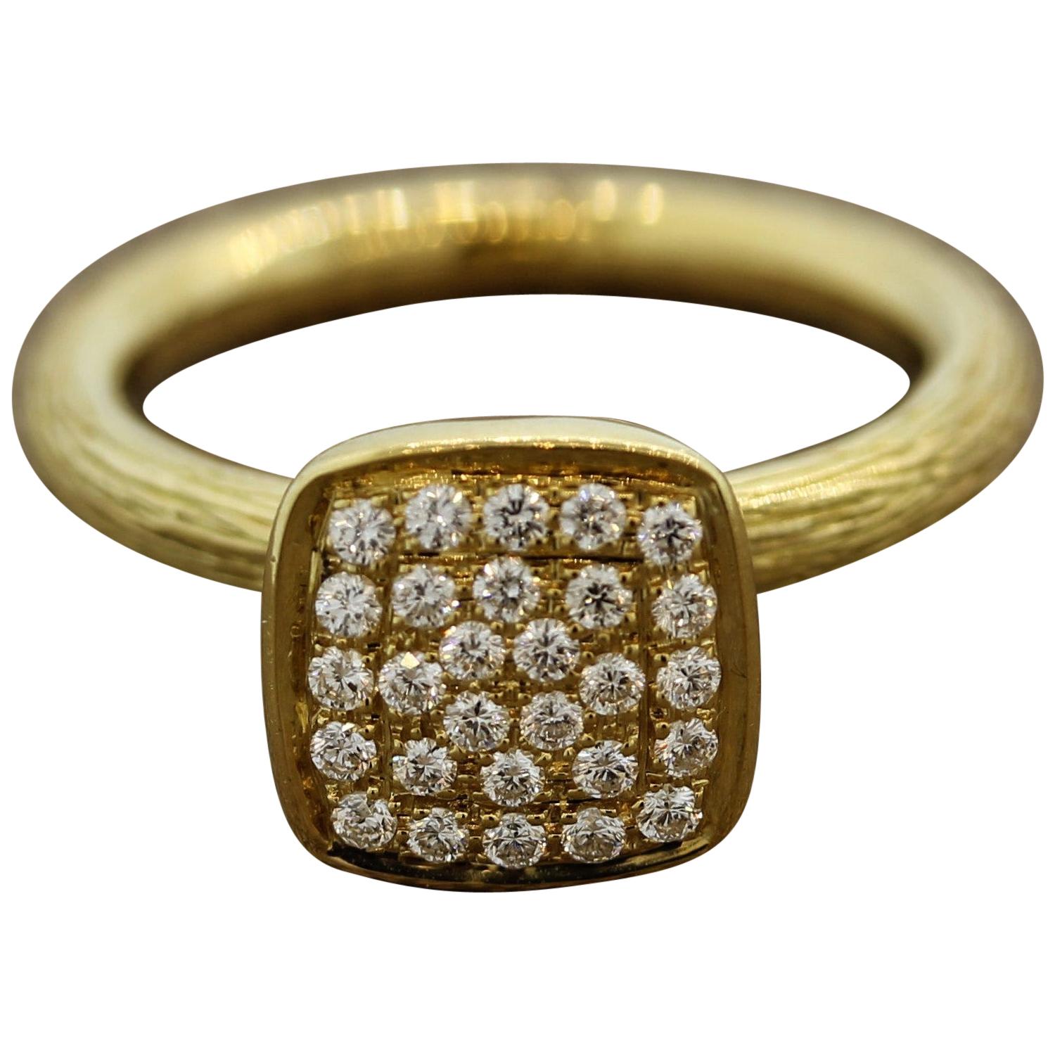Modern Diamond Pave Gold Ring