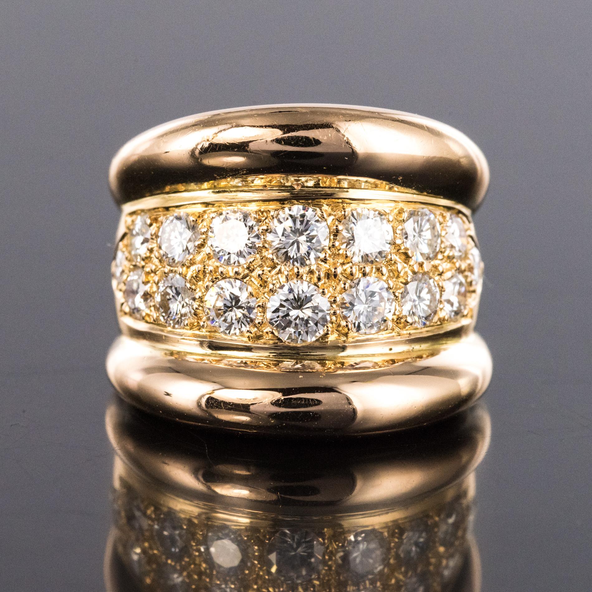 Moderner Gadroon-Diamantring aus 18 Karat Rosgold mit massivem Ring im Angebot 6