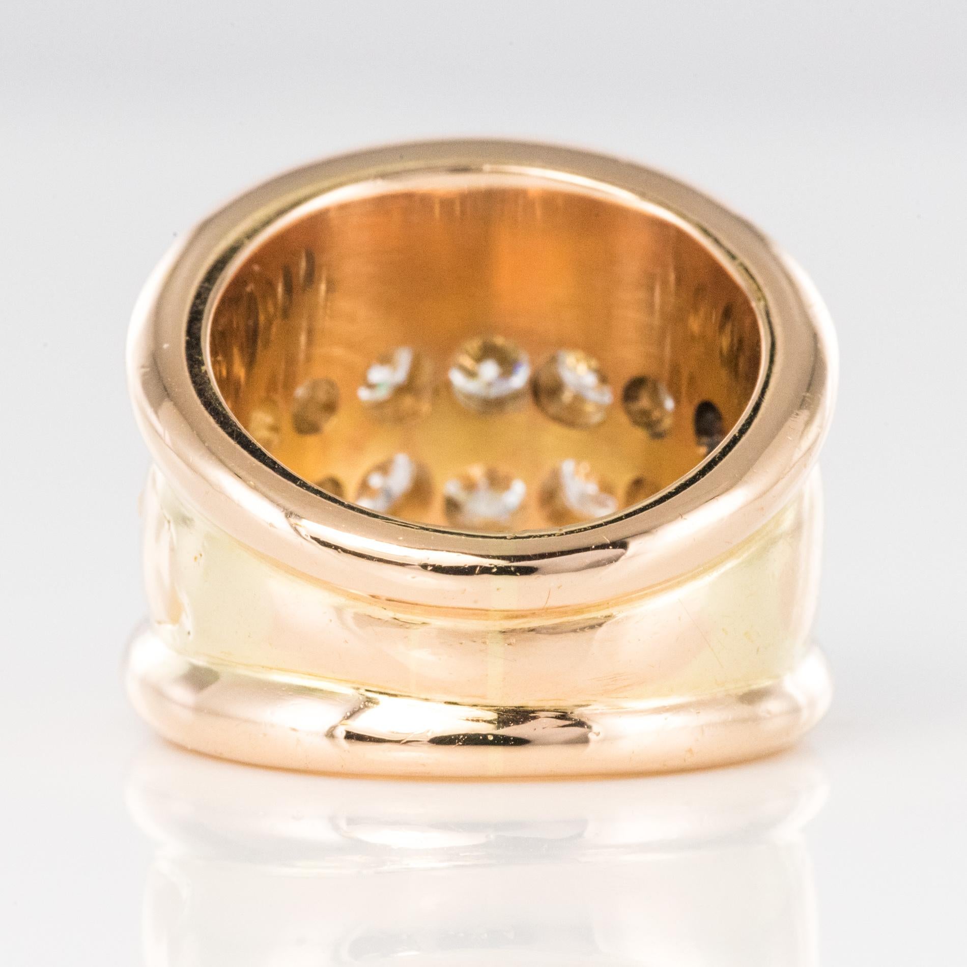 Modern Diamond Paved Gadroon 18 Karat Rose Gold Massive Ring For Sale 9