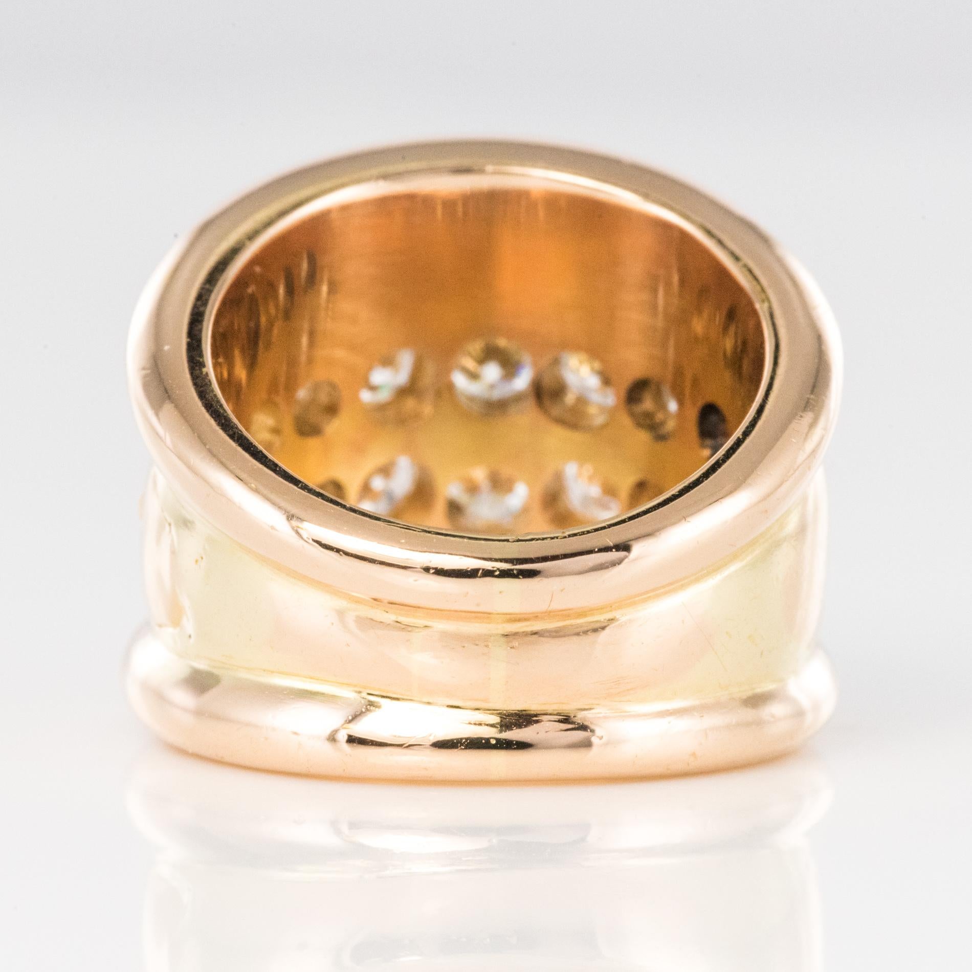 Moderner Gadroon-Diamantring aus 18 Karat Rosgold mit massivem Ring im Angebot 9