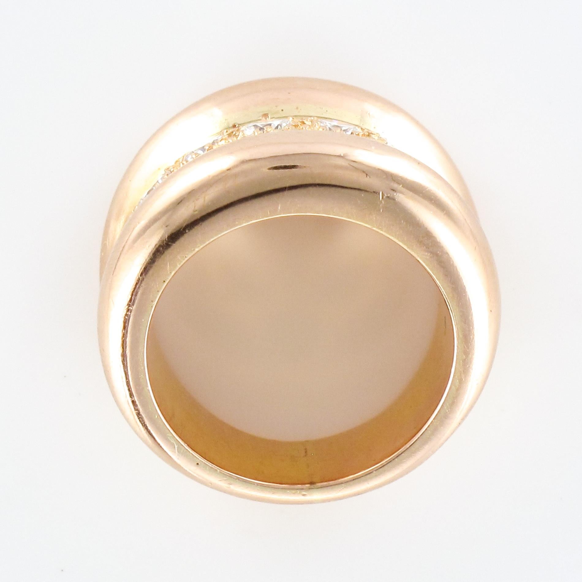 Modern Diamond Paved Gadroon 18 Karat Rose Gold Massive Ring For Sale 10
