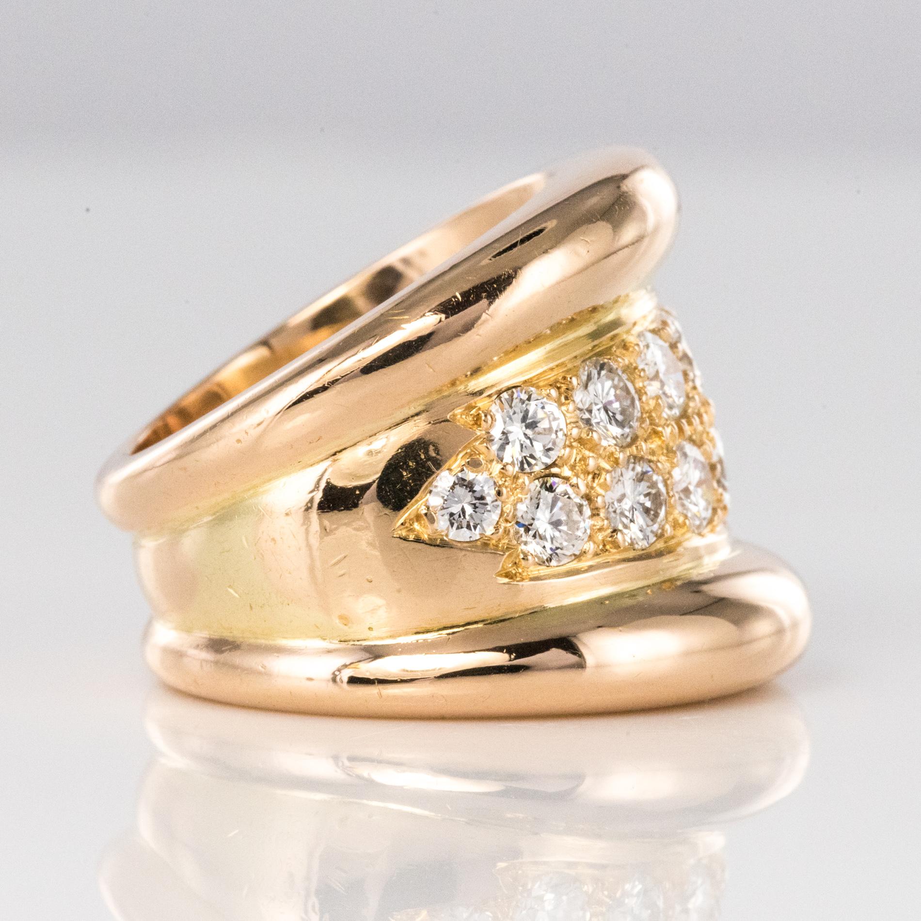 Modern Diamond Paved Gadroon 18 Karat Rose Gold Massive Ring For Sale 4