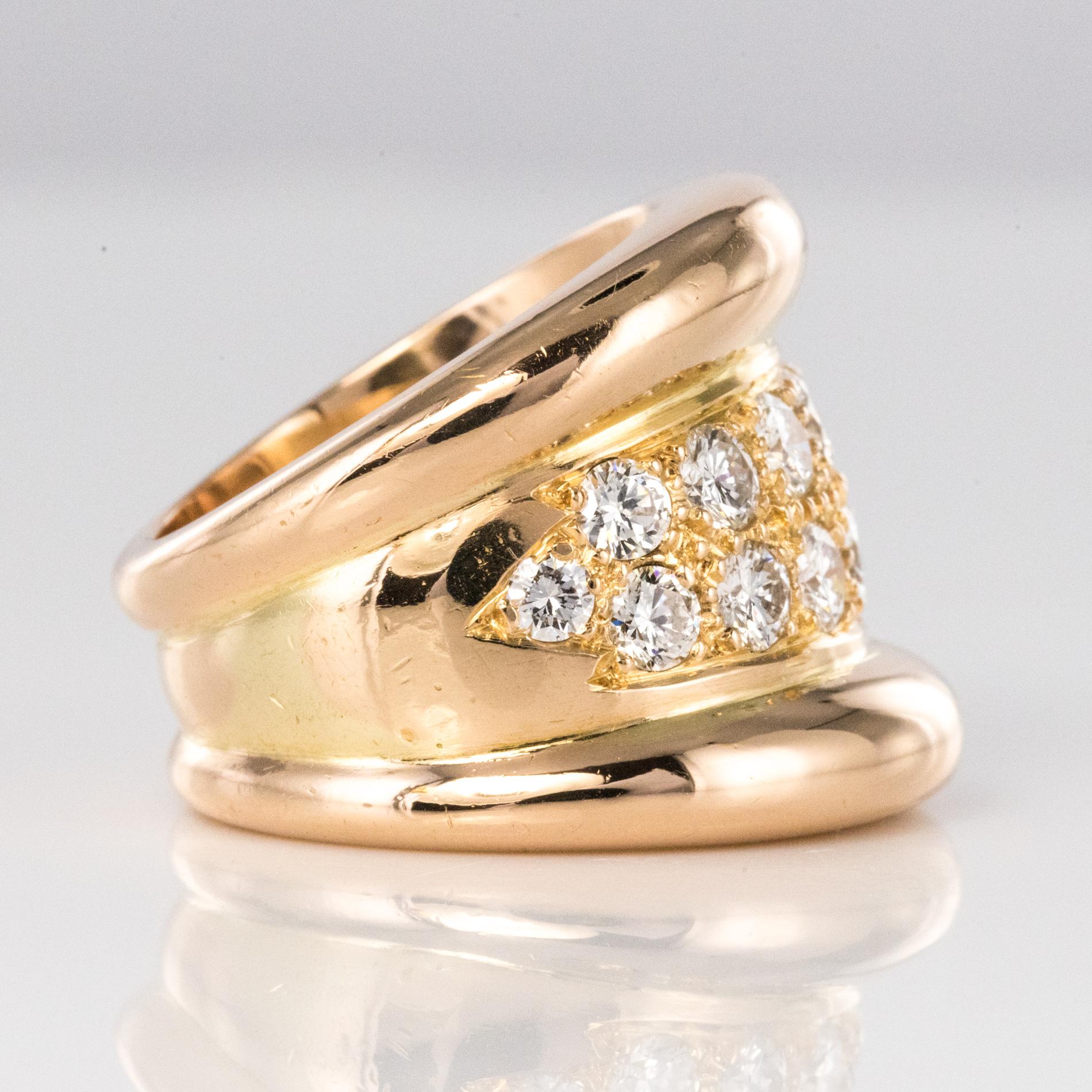 Moderner Gadroon-Diamantring aus 18 Karat Rosgold mit massivem Ring im Angebot 4