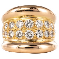 Modern Diamond Paved Gadroon 18 Karat Rose Gold Massive Ring