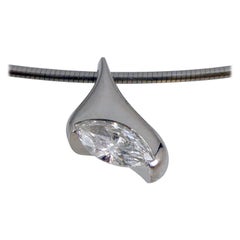 Vintage Modern Diamond Pendant, 0.30 Carat Marquise Cut Set in Platinum