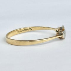 Modern Diamond Platinum and 18 Carat Gold Panel Three Stone Ring