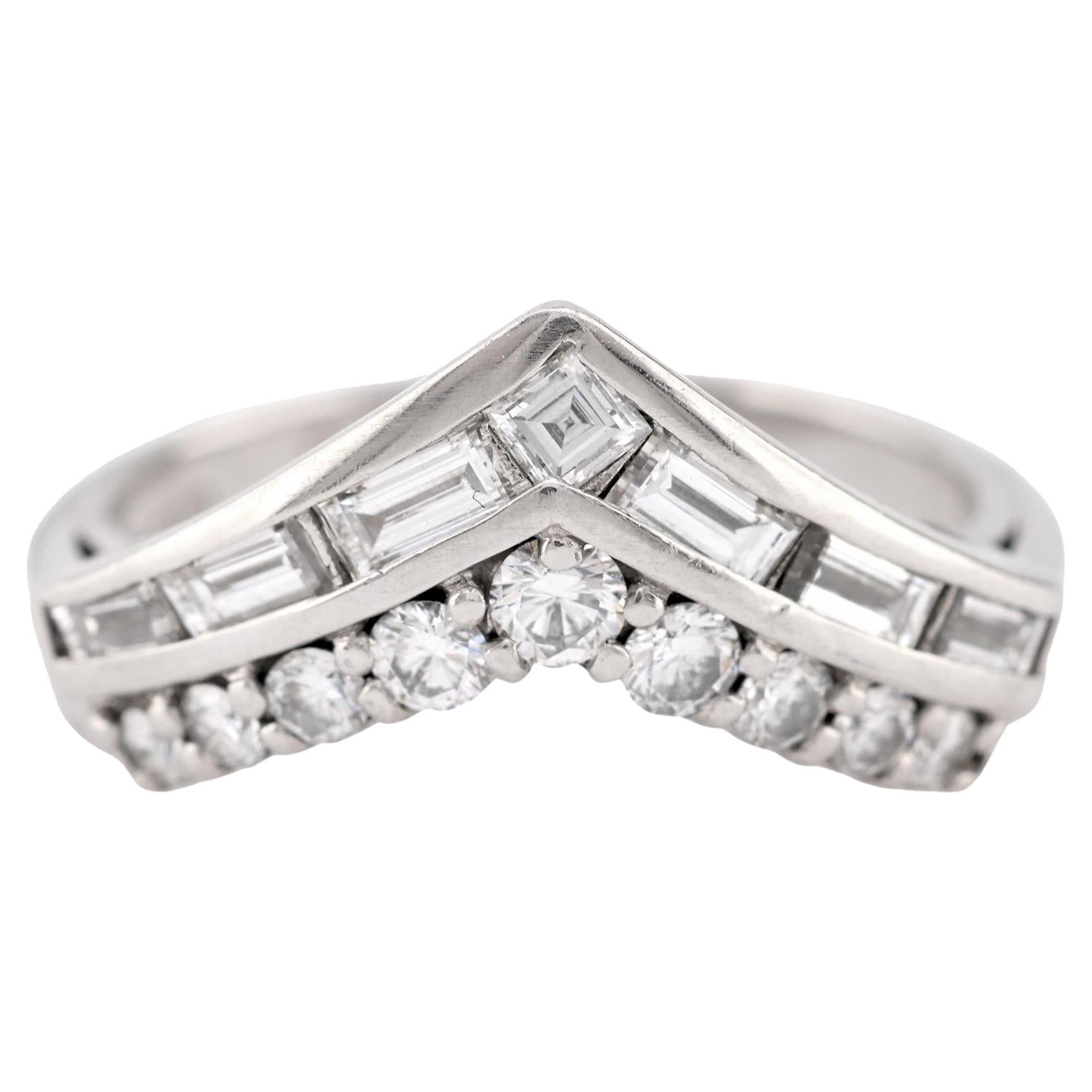 Modern Diamond Platinum Chevron Band