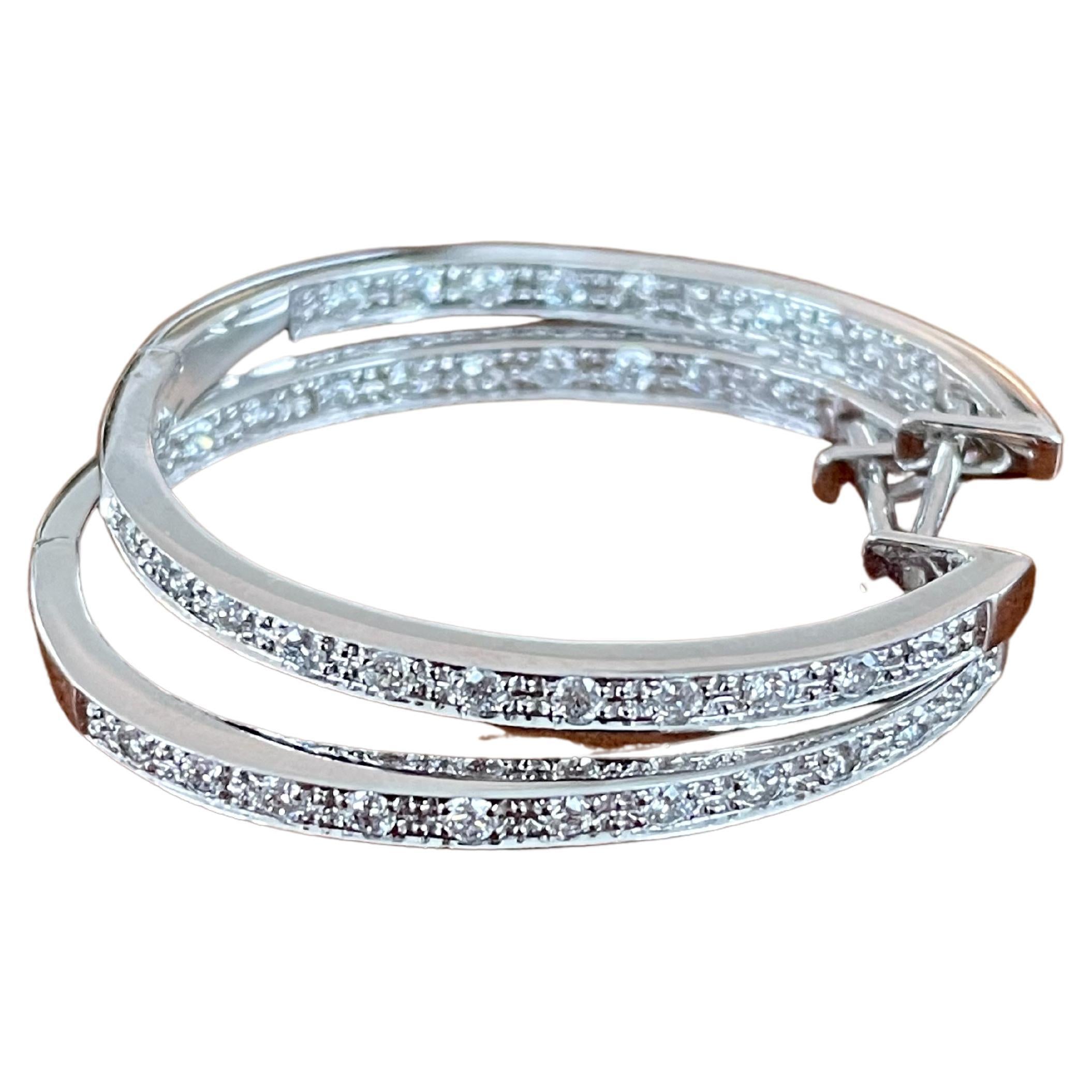 Diamond Platinum Hoop Earrings For Sale at 1stDibs