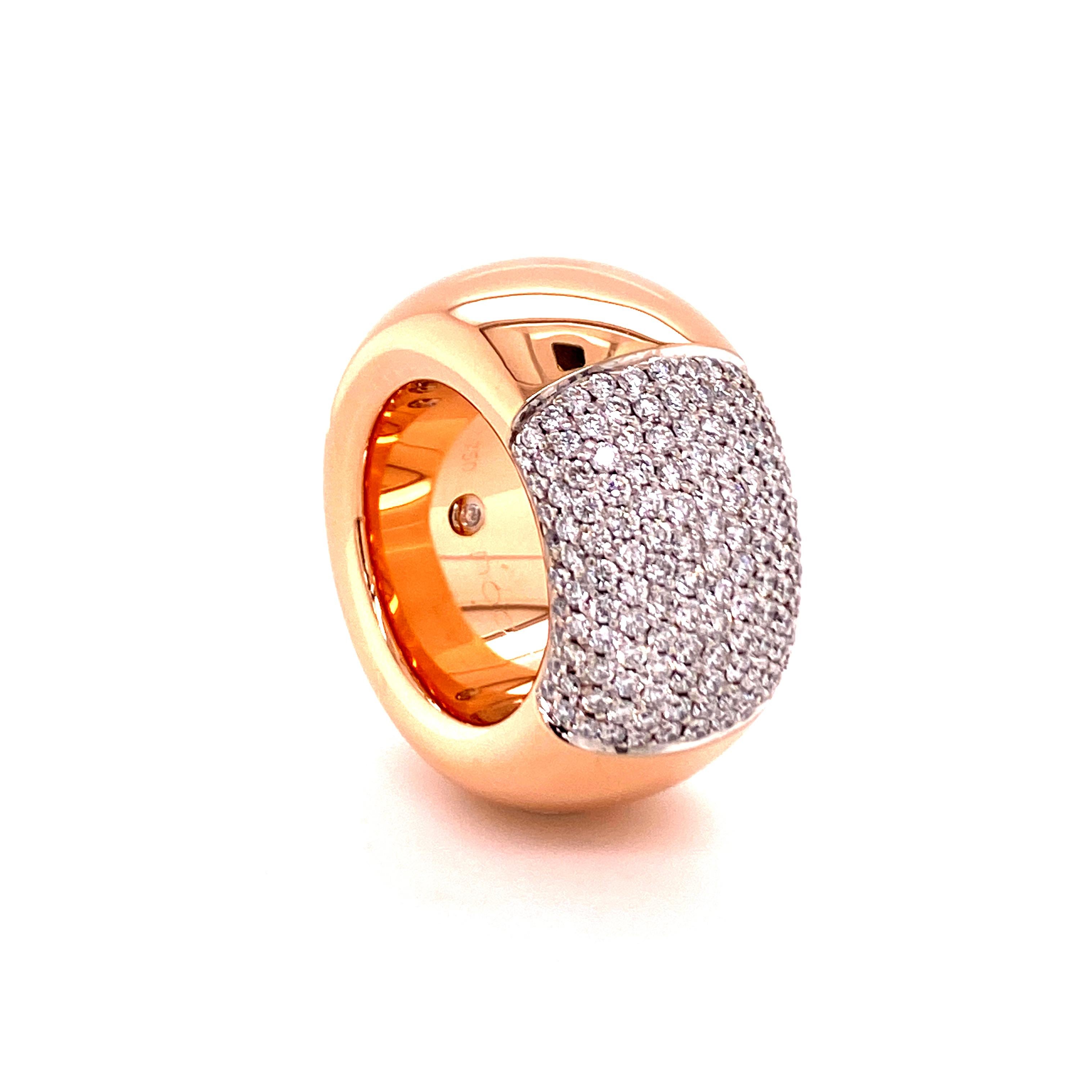 Moderner moderner Diamantring von Noor aus 18 Karat Roségold und Weißgold (Brillantschliff) im Angebot