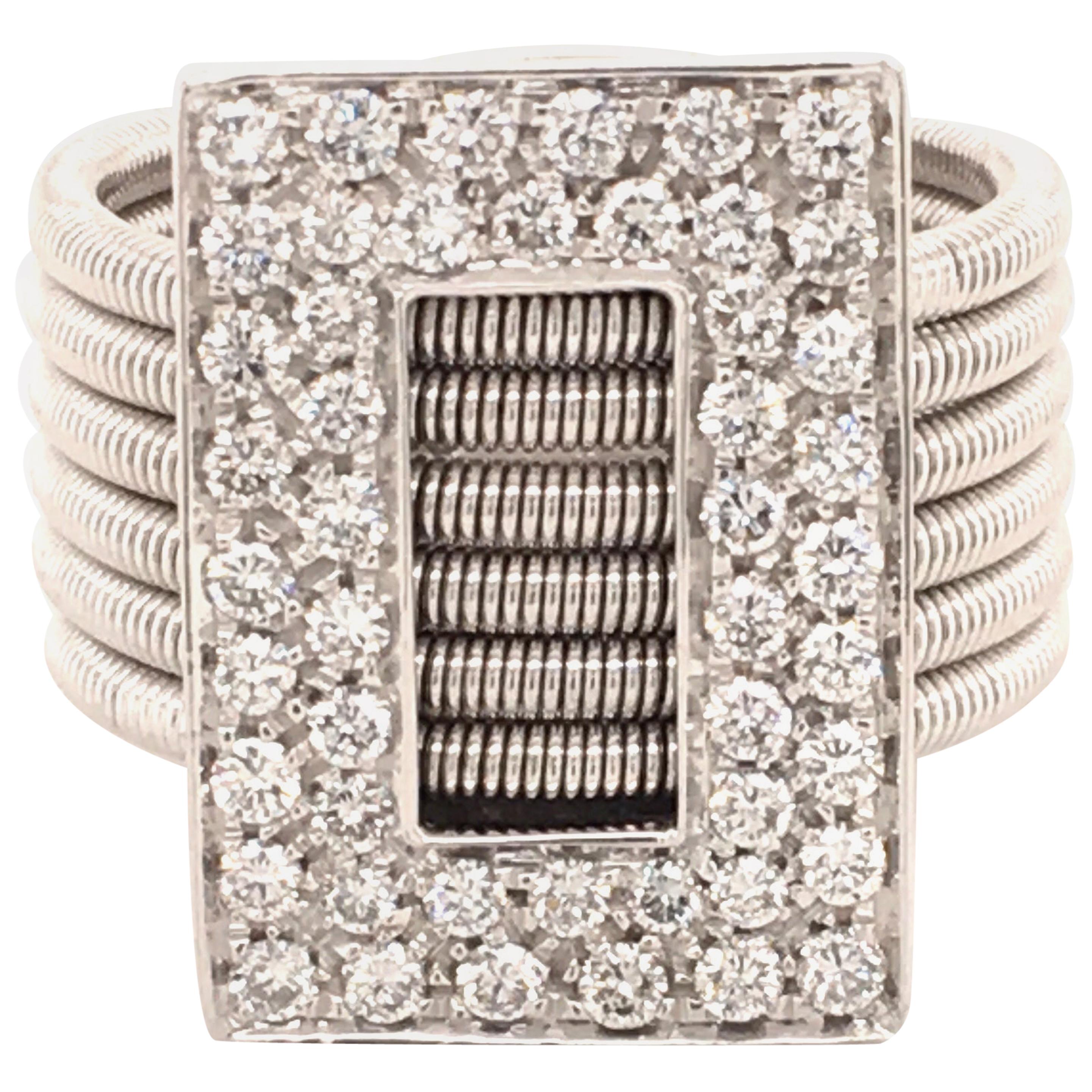 Modern Diamond Ring in 18 Karat White Gold