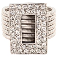 Modern Diamond Ring in 18 Karat White Gold