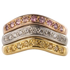 rose gold band rings Modern Diamond Sapphire 18 Karat Yellow White Rose Gold Wave Ring