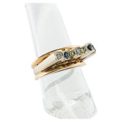 Modern Diamond Sapphire Ring 14K Gold Band