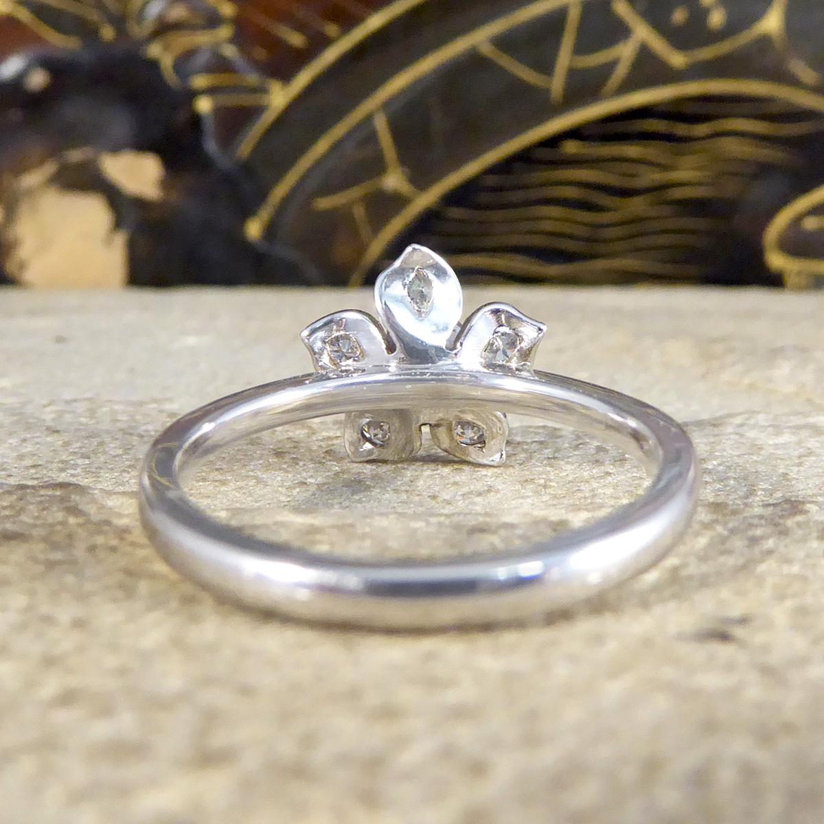 Brilliant Cut Modern Diamond Set Flower Ring in 18ct White Gold For Sale