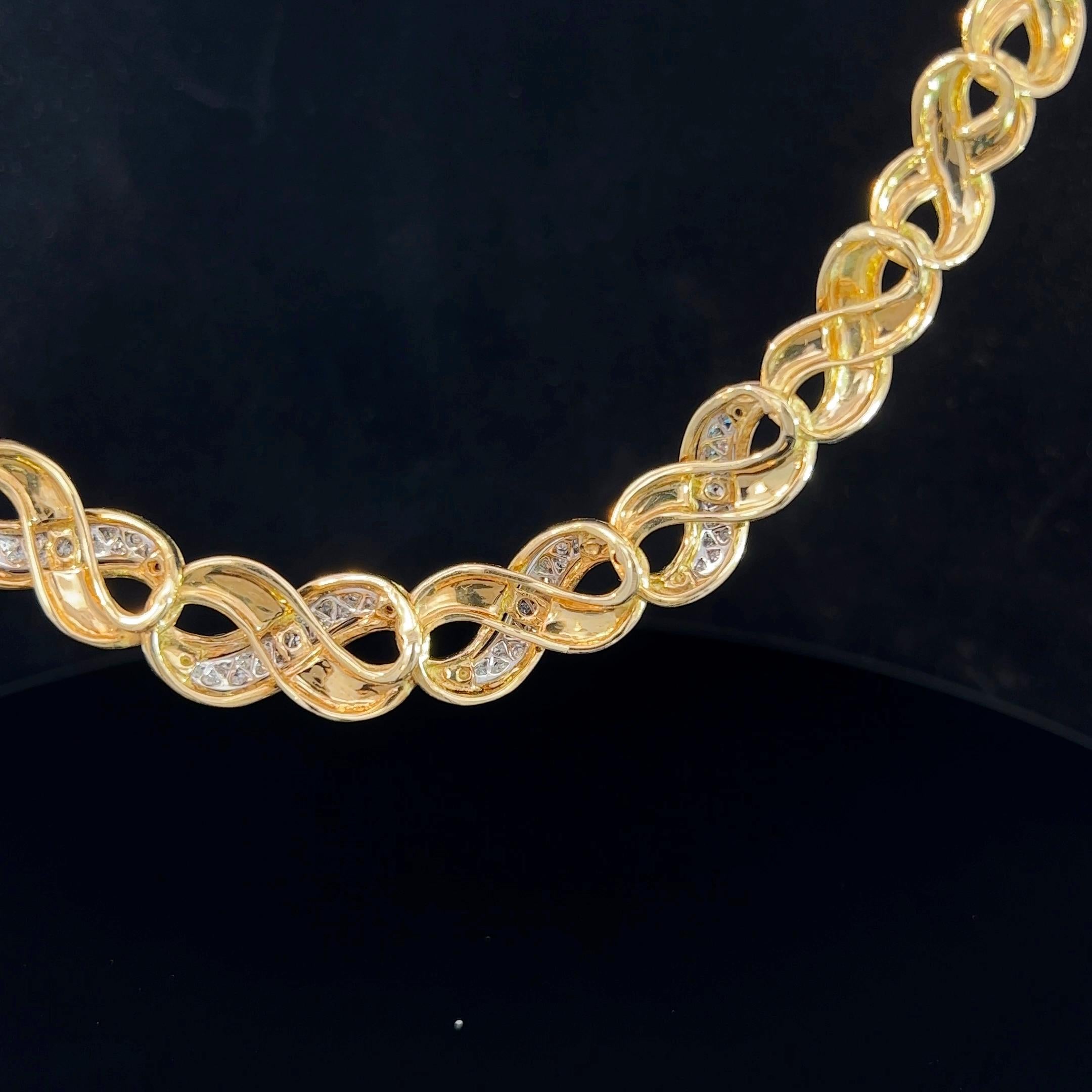 Modern Diamond Set Infinity Necklet Stamped 1994 In Excellent Condition In ADELAIDE, SA