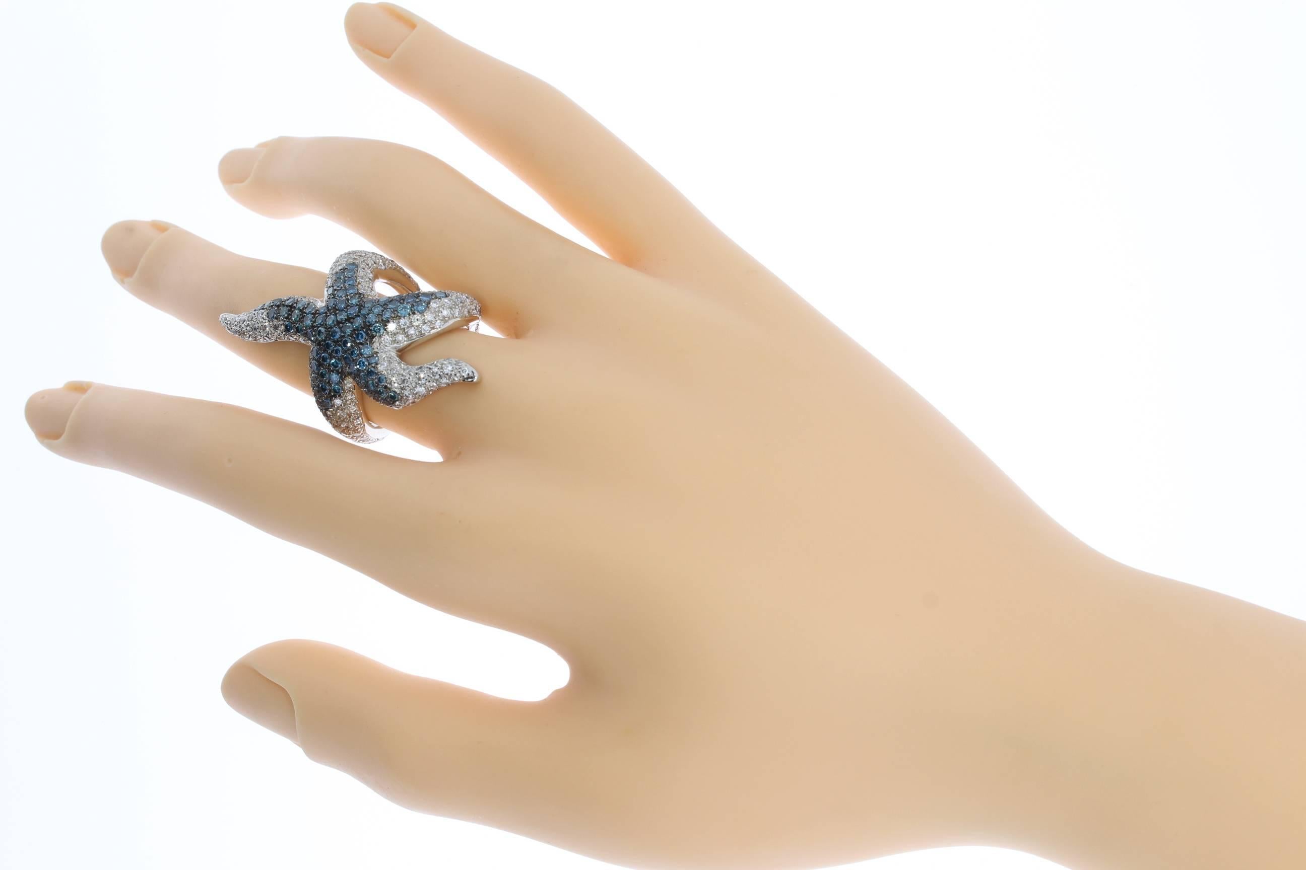 Brilliant Cut Modern Diamond Gold Starfish Ring