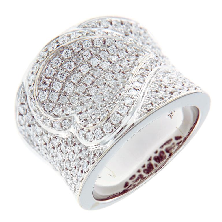 Moderner Diamant-Statement-Ring aus 18 Karat Weißgold - Kühne Eleganz (Rundschliff) im Angebot