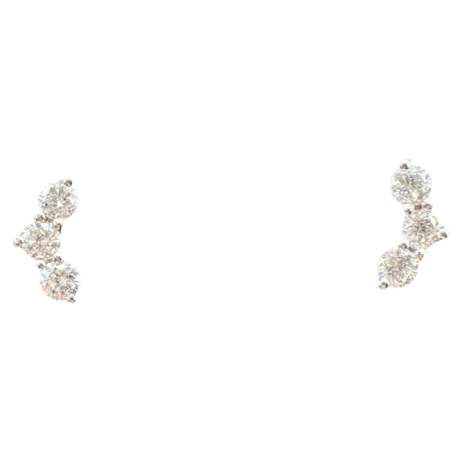 Modern Diamond Stud Earrings 14K White Gold 0.14ctw GH SI Threaded Backs
