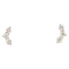 Modern Diamond Stud Earrings 14K White Gold 0.14ctw GH SI Threaded Backs