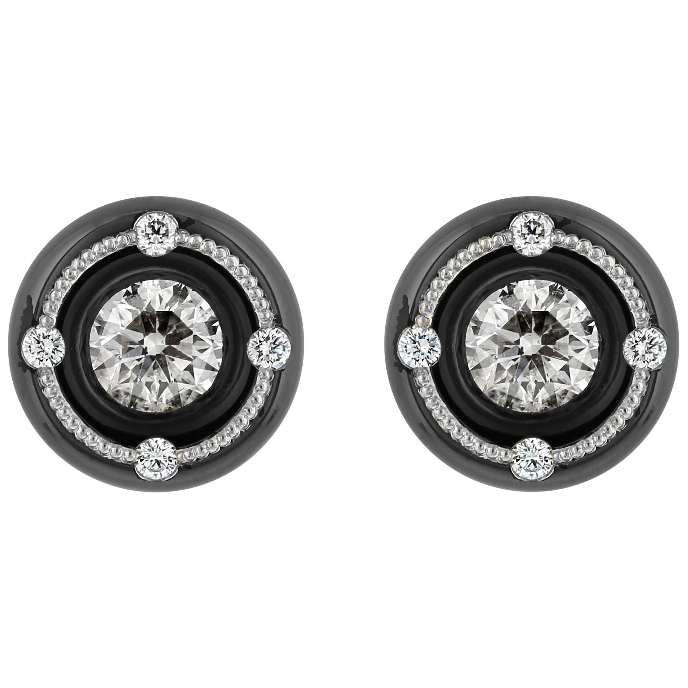 Modern Diamond Stud Earrings For Sale