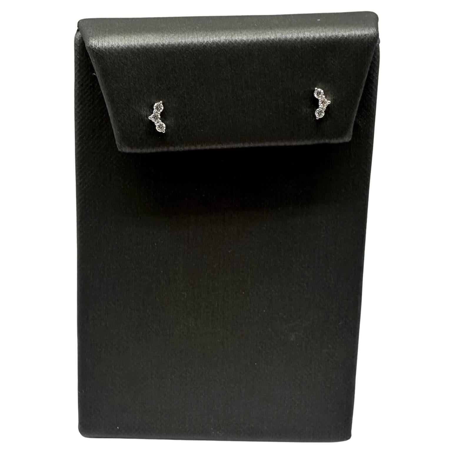Modern Diamond Stud Earrings in 14kt White Gold - 0.14ctw GH SI, Threaded Backs