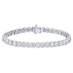 Bracelet tennis moderne en or blanc 18 carats, taille ovale 19,9 carats au total