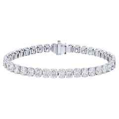 Modern Diamond Tennis Bracelet Oval Cut 19.9 Carats Total 18K White Gold