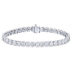 Bracelet tennis moderne en or blanc 18 carats, taille ovale 19,9 carats au total