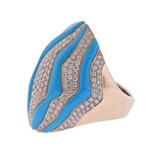 Modern Diamond Turquoise Rose Gold Cocktail Ring