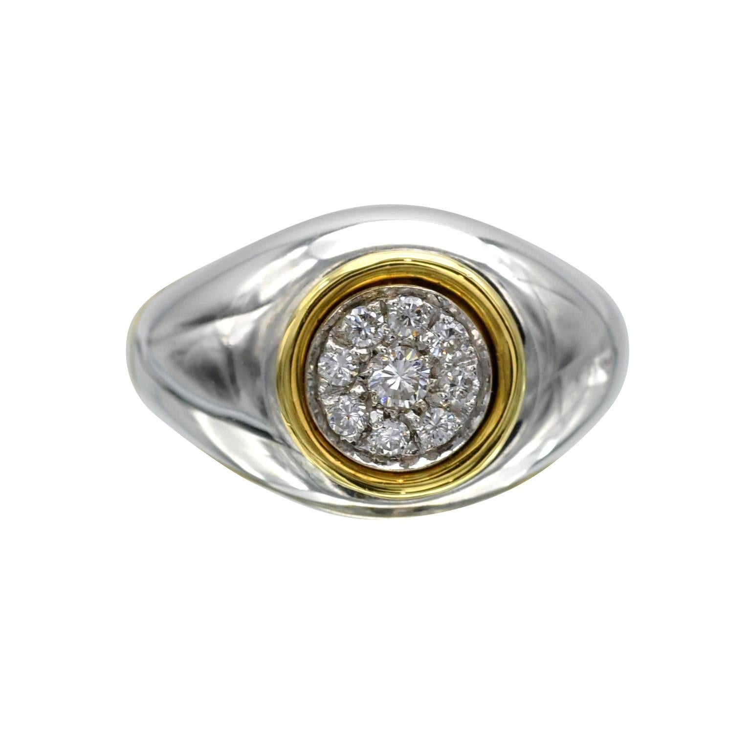 Modern Diamond White and Yellow Gold Ring