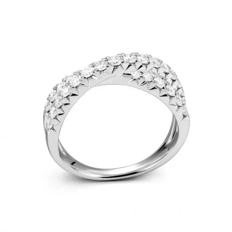 Moderner Diamant-Weißgoldring aus Weißgold für sie (Rundschliff) im Angebot