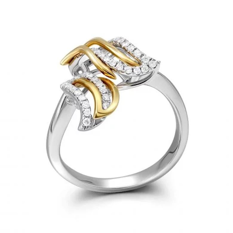 Round Cut Modern Diamond White Yellow 14K Gold Ring For Her For Sale