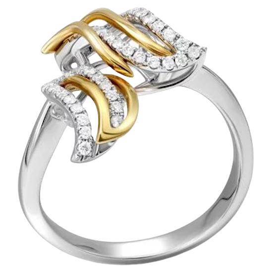 Modern Diamond White Yellow 14K Gold Ring For Her