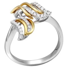 Anillo moderno de oro amarillo 14K con diamantes blancos para ella