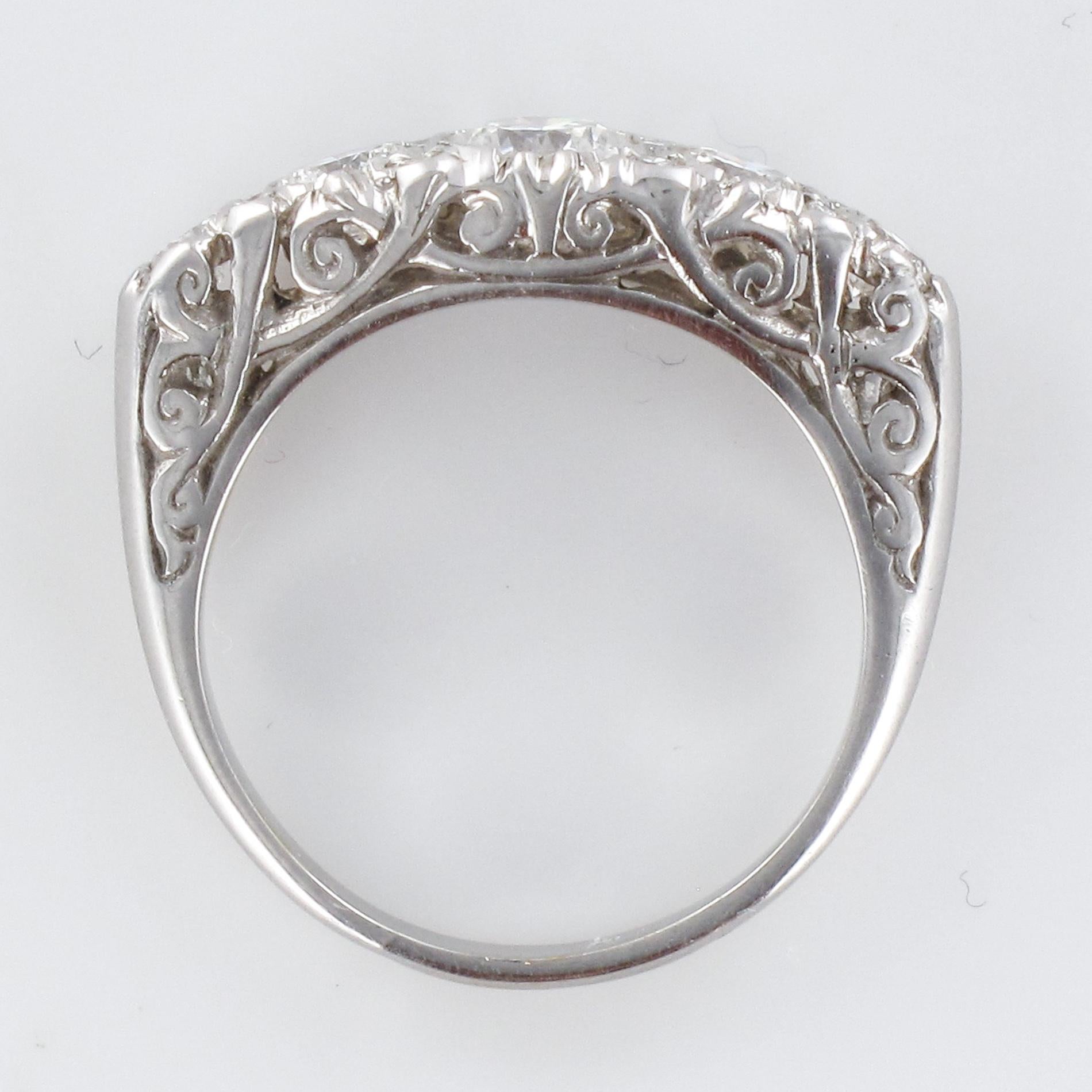 Modern Diamonds 18 Karat White Gold Garter Ring For Sale 7