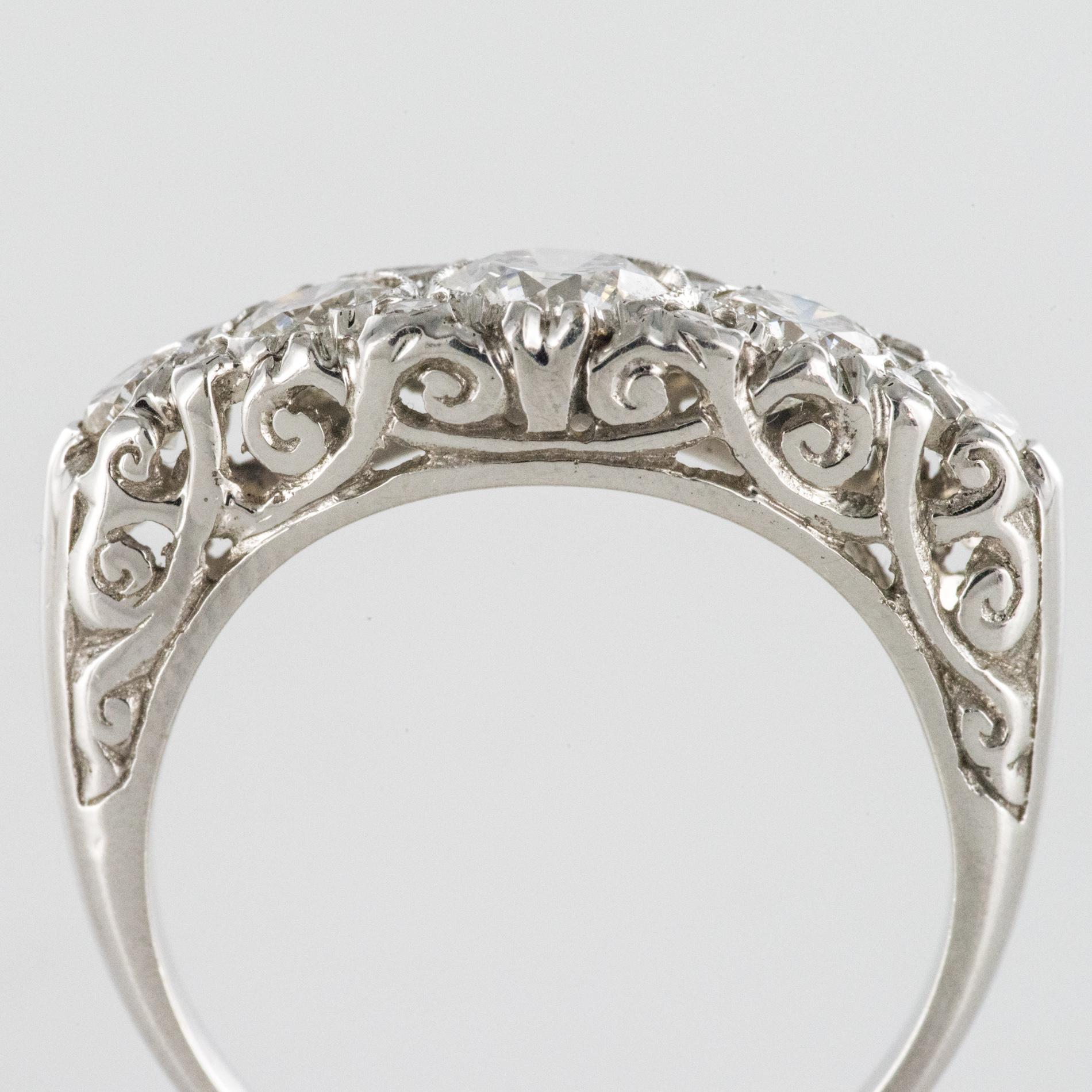Modern Diamonds 18 Karat White Gold Garter Ring For Sale 9