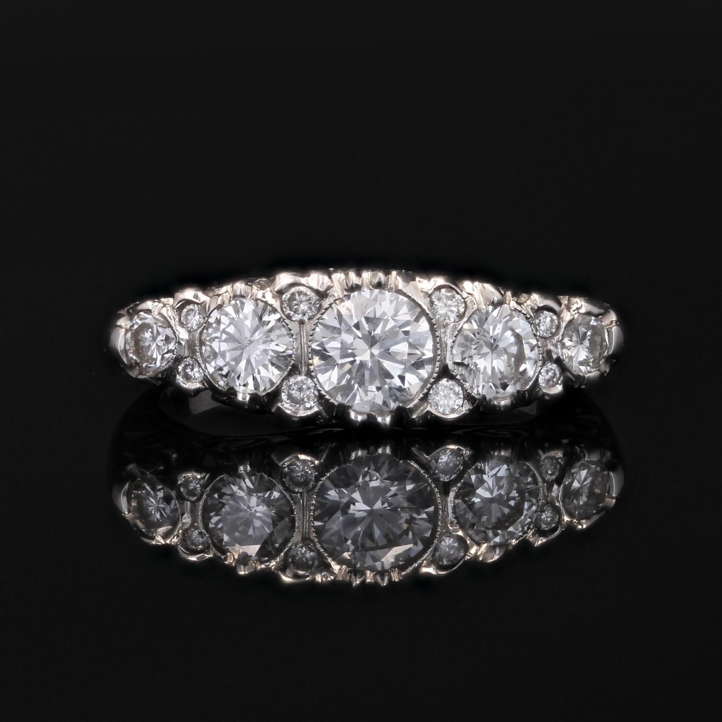 Brilliant Cut Modern Diamonds 18 Karat White Gold Garter Ring For Sale
