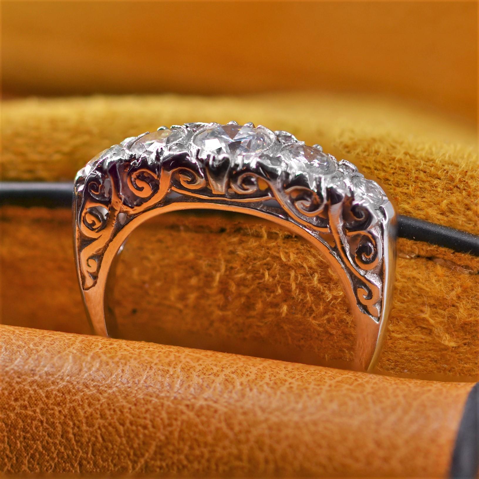 Women's Modern Diamonds 18 Karat White Gold Garter Ring For Sale