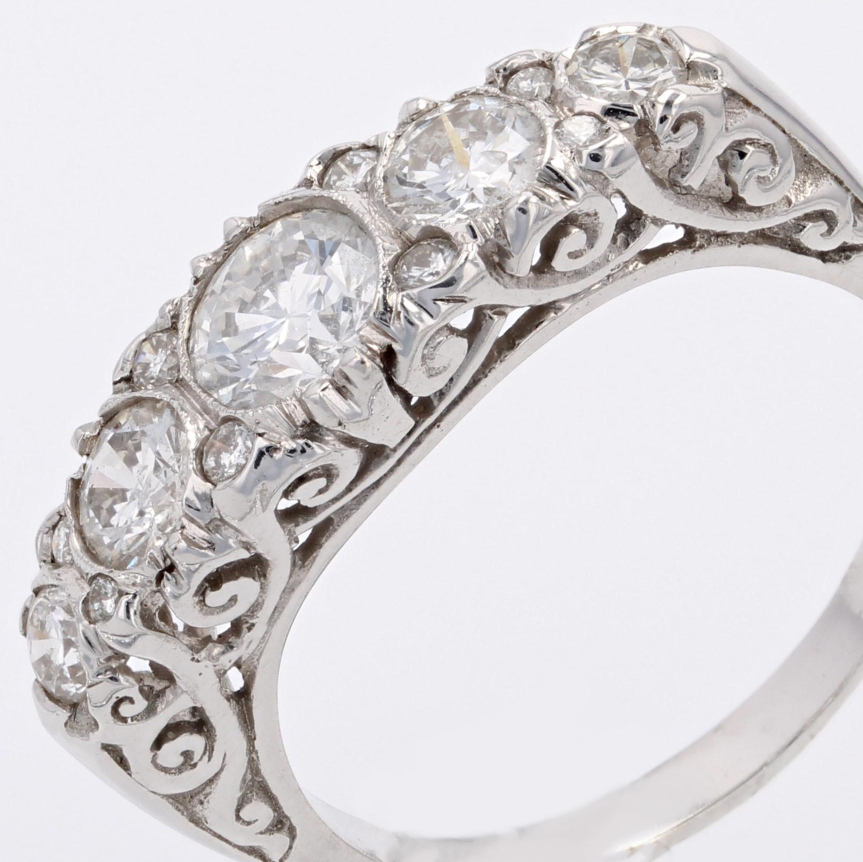Modern Diamonds 18 Karat White Gold Garter Ring For Sale 4